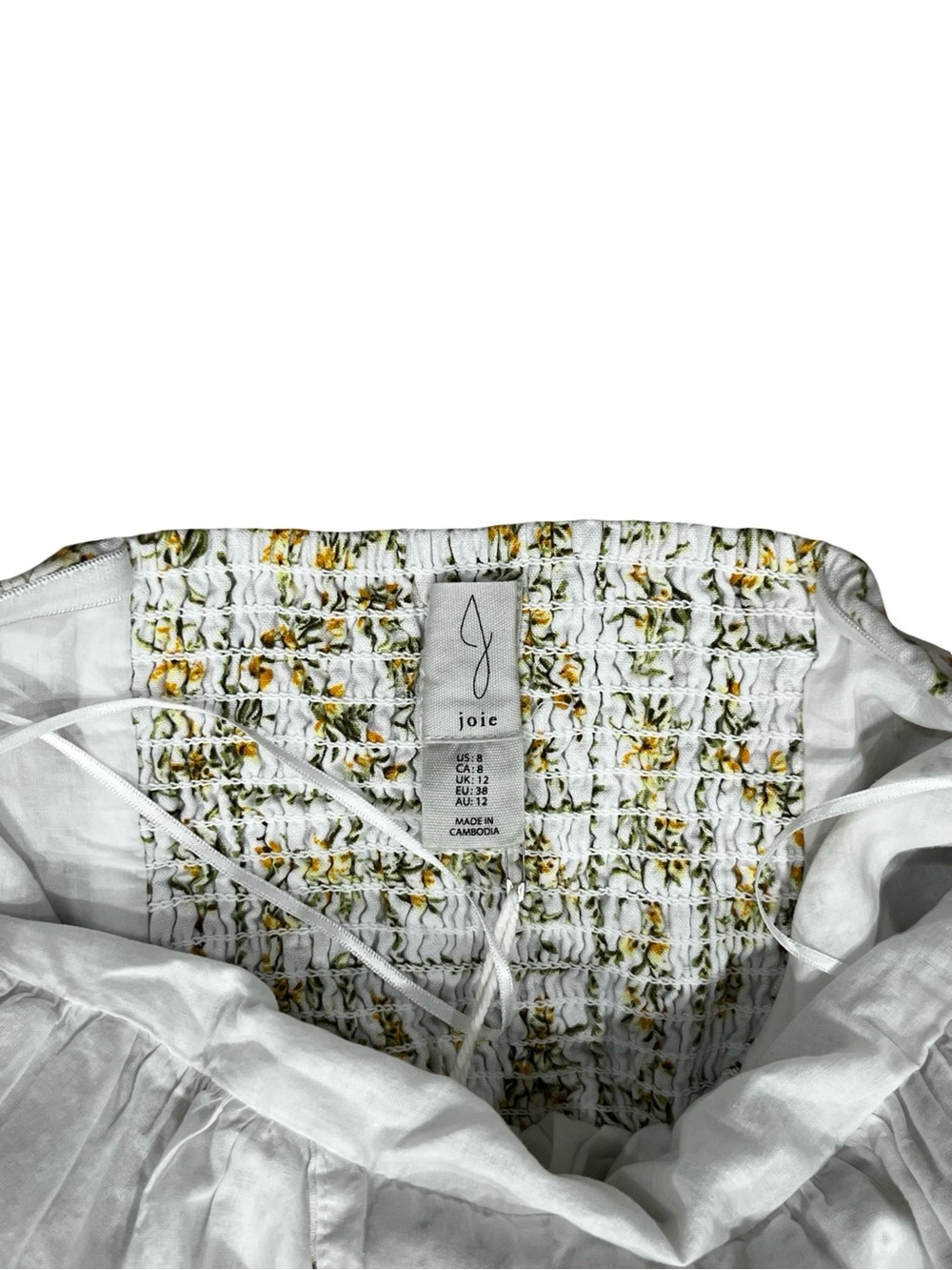 Joie White Yellow Floral Linen Blend Halter Midi Maxi Dress NWT Size 8 - Picture 8 of 13